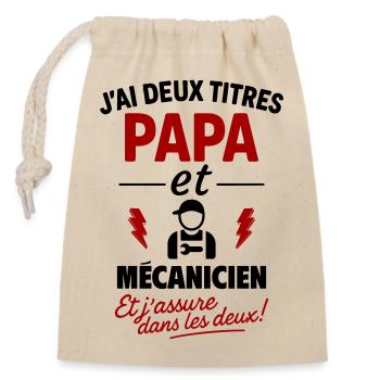 Vatertagsgeschenkidee für Papa und Mechaniker - Verschließbarer Geschenkbeutel aus Baumwolle (14x20cm) - Natur - Vorne