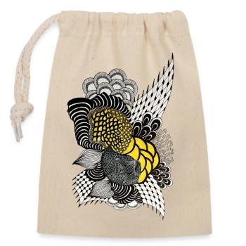 Illustration de fleur de plume colorée - Sac cadeau en coton avec cordon (14 x 20 cm) - nature - Devant