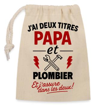 Vatertagsgeschenkidee für Papa und Klempner - Verschließbarer Geschenkbeutel aus Baumwolle (14x20cm) - Natur - Vorne