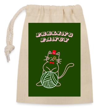 Katze fühlt sich schick an - Verschließbarer Geschenkbeutel aus Baumwolle (14x20cm) - Natur - Vorne