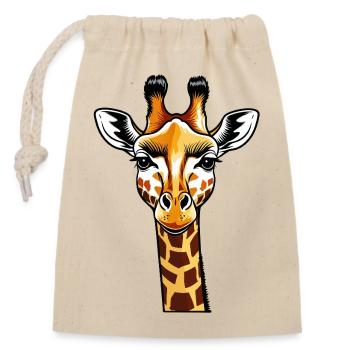 Tête de girafe dans le style pop art - Sac cadeau en coton avec cordon (14 x 20 cm) - nature - Devant