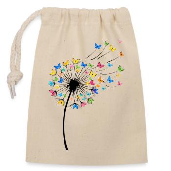 Pissenlits avec des papillons dans le vent - Sac cadeau en coton avec cordon (14 x 20 cm) - nature - Devant