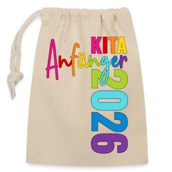 Daycare Beginners 2026 - Closable cotton gift bag (14x20cm) - nature - Front