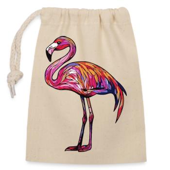 Flamant rose coloré - Sac cadeau en coton avec cordon (14 x 20 cm) - nature - Devant