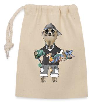 Savannen_Skater_Erdmaennchen - Closable cotton gift bag (14x20cm) - nature - Front