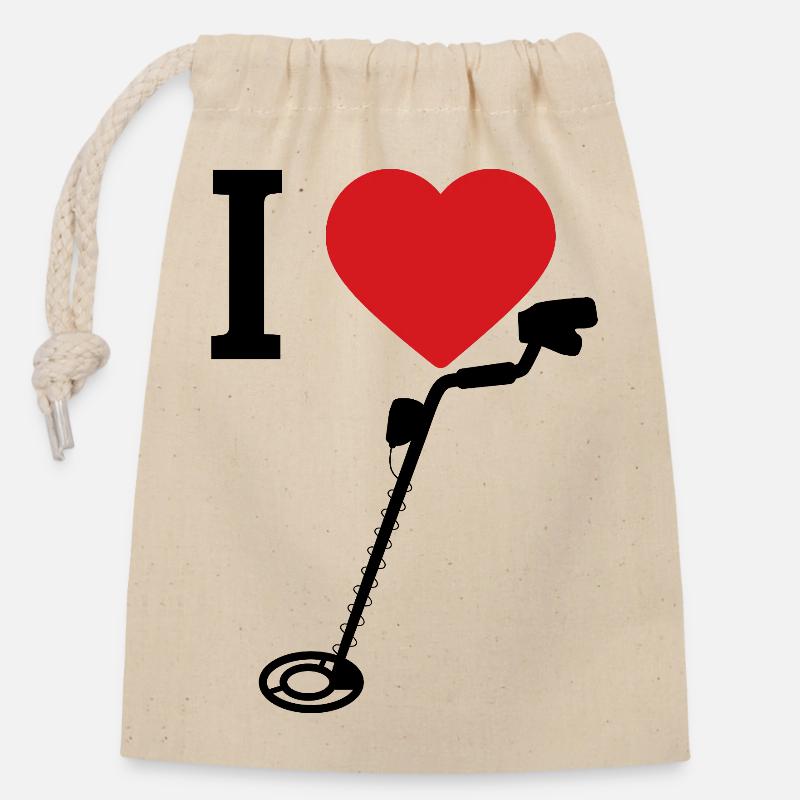 I_Love_metaldetecting - Closable cotton gift bag (14x20cm) - nature