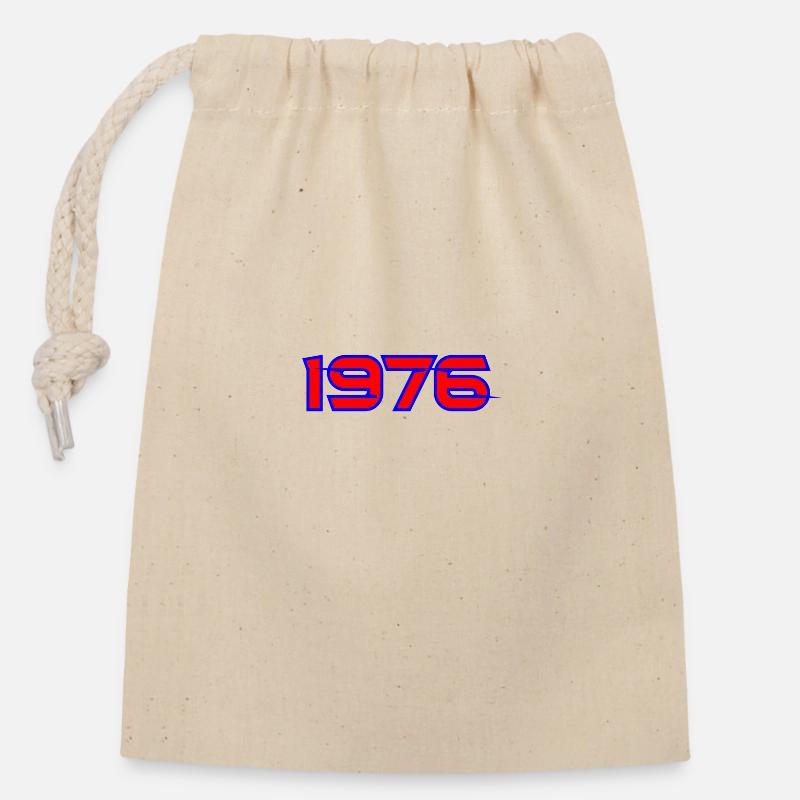1976 Retro Neon Glitch - Closable cotton gift bag (14x20cm) - nature