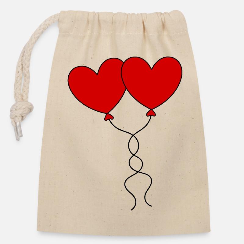 Valentinstag Rotes Herz, Valentinstag - Verschließbarer Geschenkbeutel aus Baumwolle (14x20cm) - Natur