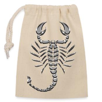 Scorpion metallic chrome - Closable cotton gift bag (14x20cm) - nature - Front