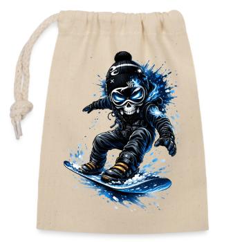 Snowboard Skull – coole Streetwear  - Verschließbarer Geschenkbeutel aus Baumwolle (14x20cm) - Natur - Vorne
