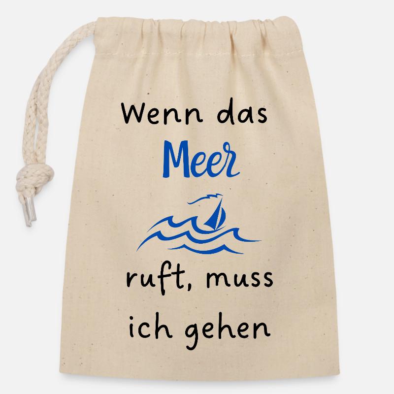 Wenn_das_Meer ruft - Verschließbarer Geschenkbeutel aus Baumwolle (14x20cm) - Natur