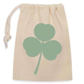 Trèfle vert clair - Sac cadeau en coton avec cordon (14 x 20 cm) - nature - Devant