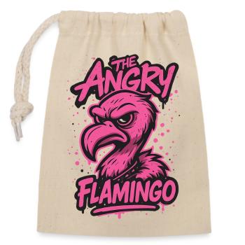 The angry flamingo - Closable cotton gift bag (14x20cm) - nature - Front