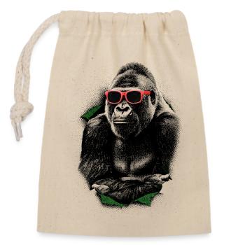 Gorilla Pop Art – Illustration bicolore à demi-tons - Sac cadeau en coton avec cordon (14 x 20 cm) - nature - Devant