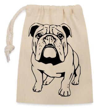 Bulldogge schwarz  - Verschließbarer Geschenkbeutel aus Baumwolle (14x20cm) - Natur - Vorne
