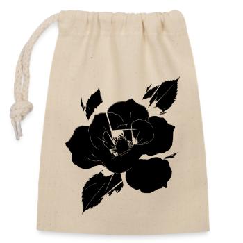 Fragmentierte schwarze Rose - Verschließbarer Geschenkbeutel aus Baumwolle (14x20cm) - Natur - Vorne