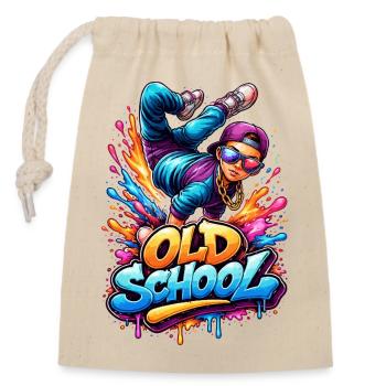 Old School Breakdance Graffiti - Sac cadeau en coton avec cordon (14 x 20 cm) - nature - Devant