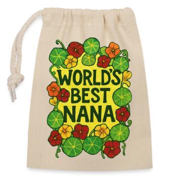 World's Best Nana Floral Lettering - Closable cotton gift bag (14x20cm) - nature - Front