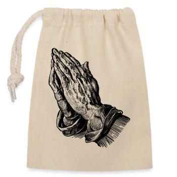 "Praying Hands" with 6 Fingers AI-Slop - Closable cotton gift bag (14x20cm) - nature - Front