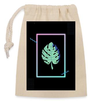 Monstera Neon Frame - Verschließbarer Geschenkbeutel aus Baumwolle (14x20cm) - Natur - Vorne