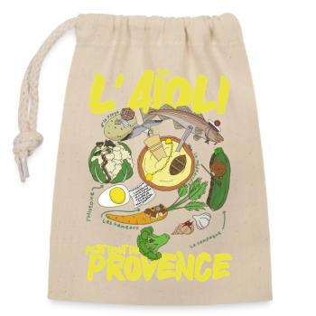 Illustrierte provenzalische Aioli - Verschließbarer Geschenkbeutel aus Baumwolle (14x20cm) - Natur - Vorne