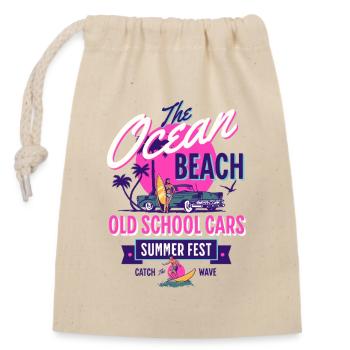 Plage Océan Vieille École Voitures Été - Sac cadeau en coton avec cordon (14 x 20 cm) - nature - Devant