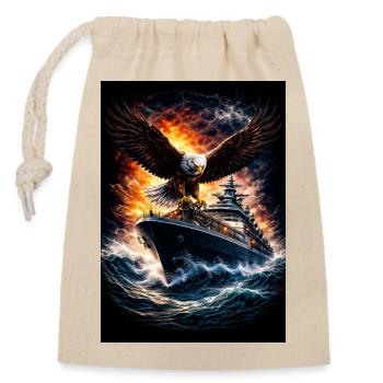 Eagle on ship in storm - Closable cotton gift bag (14x20cm) - nature - Front