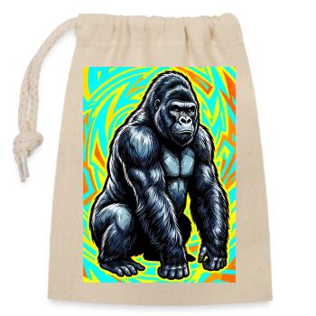 Gorilla - Verschließbarer Geschenkbeutel aus Baumwolle (14x20cm) - Natur - Vorne