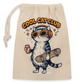 Cool Cat Club - Closable cotton gift bag (14x20cm) - nature - Front