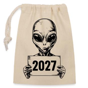 Alien 2027 - Closable cotton gift bag (14x20cm) - nature - Front