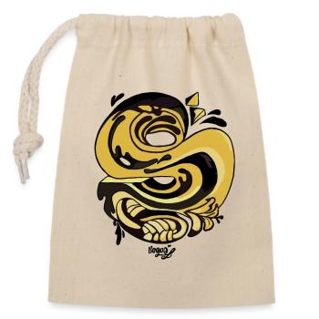 Goldene Spiralschlange - Verschließbarer Geschenkbeutel aus Baumwolle (14x20cm) - Natur - Vorne