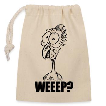 PLEURER ? Tête de poulet déconcertée – Humour - Sac cadeau en coton avec cordon (14 x 20 cm) - nature - Devant