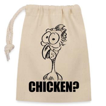 POULET ? Tête de poulet déconcertée – Humour - Sac cadeau en coton avec cordon (14 x 20 cm) - nature - Devant