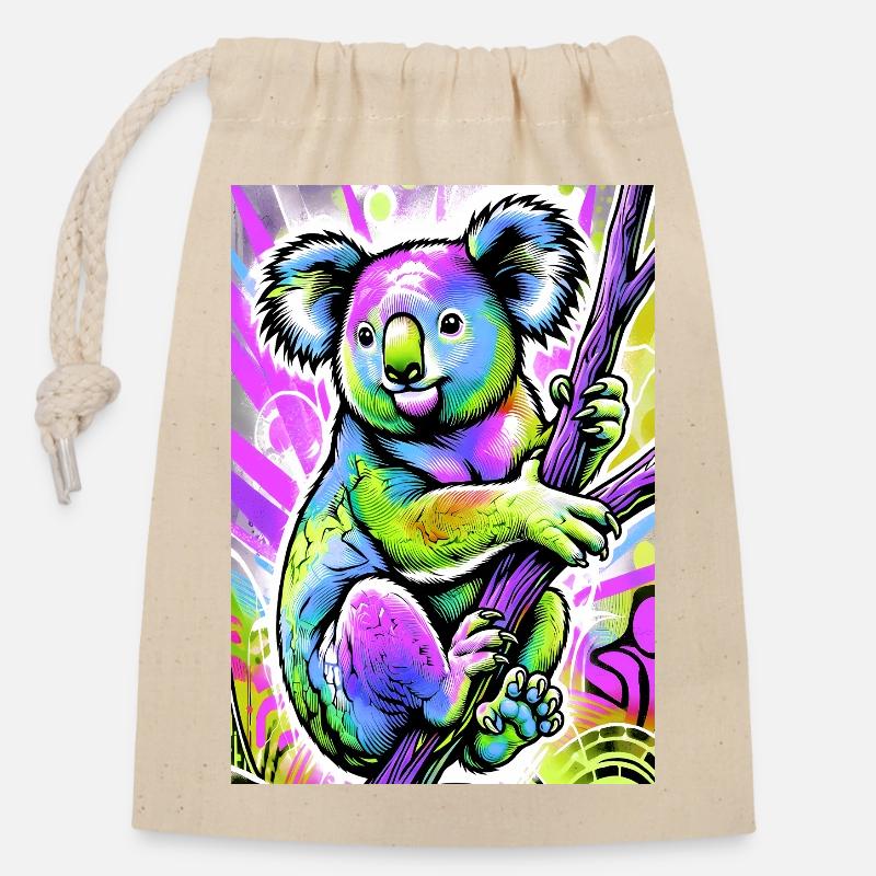 Koala - Sac cadeau en coton avec cordon (14 x 20 cm) - nature