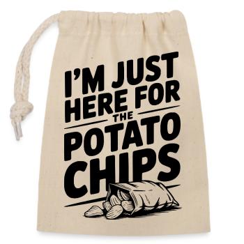 Je suis juste là pour les chips - Sac cadeau en coton avec cordon (14 x 20 cm) - nature - Devant