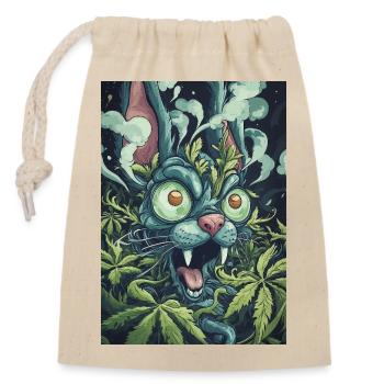 Jungle cat with shining eyes - Closable cotton gift bag (14x20cm) - nature - Front