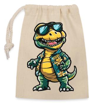 Dinosaur T-Rex Comic Holiday - Sac cadeau en coton avec cordon (14 x 20 cm) - nature - Devant