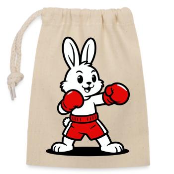 hare boxing - Closable cotton gift bag (14x20cm) - nature - Front