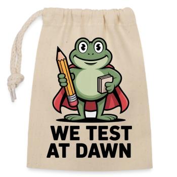 Teacher Frog We Test At Dawn Test Day Coordinator  - Closable cotton gift bag (14x20cm) - nature - Front
