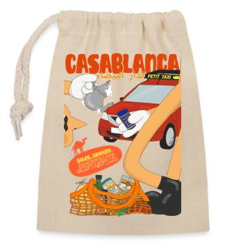 Casablanca Petit Taxi et Délices - Sac cadeau en coton avec cordon (14 x 20 cm) - nature - Devant