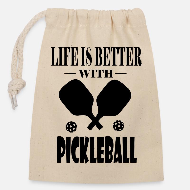 Mit Pickleball ist das Leben besser - Verschließbarer Geschenkbeutel aus Baumwolle (14x20cm) - Natur