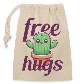 Free Hugs Cactus - Closable cotton gift bag (14x20cm) - nature - Front