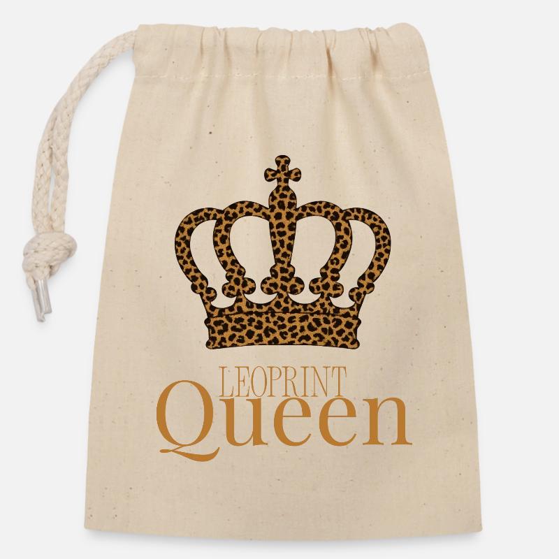 Leoprint Queen Crown - Closable cotton gift bag (14x20cm) - nature