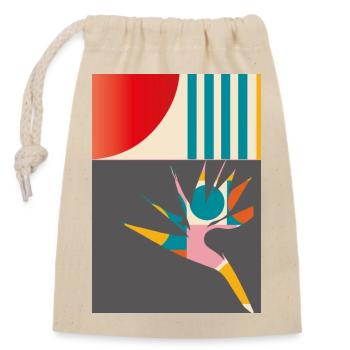 Fleur d’oiseau de paradis géométrique Art rétro moderne - Sac cadeau en coton avec cordon (14 x 20 cm) - nature - Devant