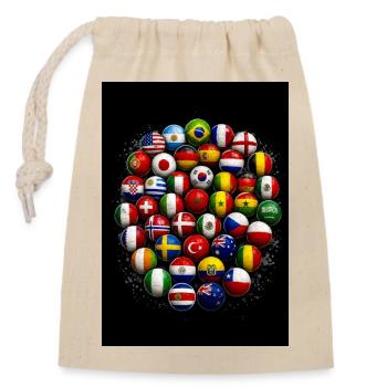 Balles de drapeau Football mondial - Sac cadeau en coton avec cordon (14 x 20 cm) - nature - Devant