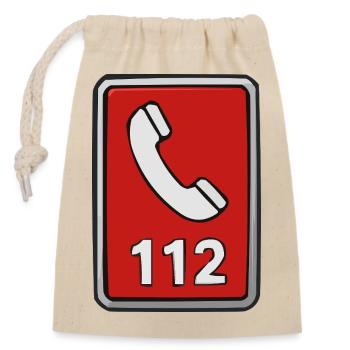 Notruf112 Symbol Retro-Style - Verschließbarer Geschenkbeutel aus Baumwolle (14x20cm) - Natur - Vorne