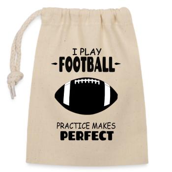 I_Play_Football_Practice_Makes_Perfect - Sac cadeau en coton avec cordon (14 x 20 cm) - nature - Devant
