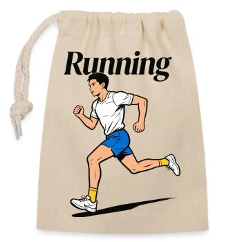 Course en course - Sac cadeau en coton avec cordon (14 x 20 cm) - nature - Devant