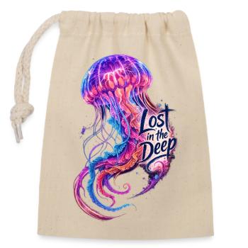 Lost in the Deep Jellyfish – Bioluminescent Ocean  - Closable cotton gift bag (14x20cm) - nature - Front