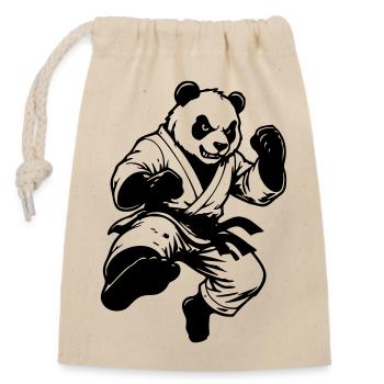 Panda Kung Fu - Closable cotton gift bag (14x20cm) - nature - Front